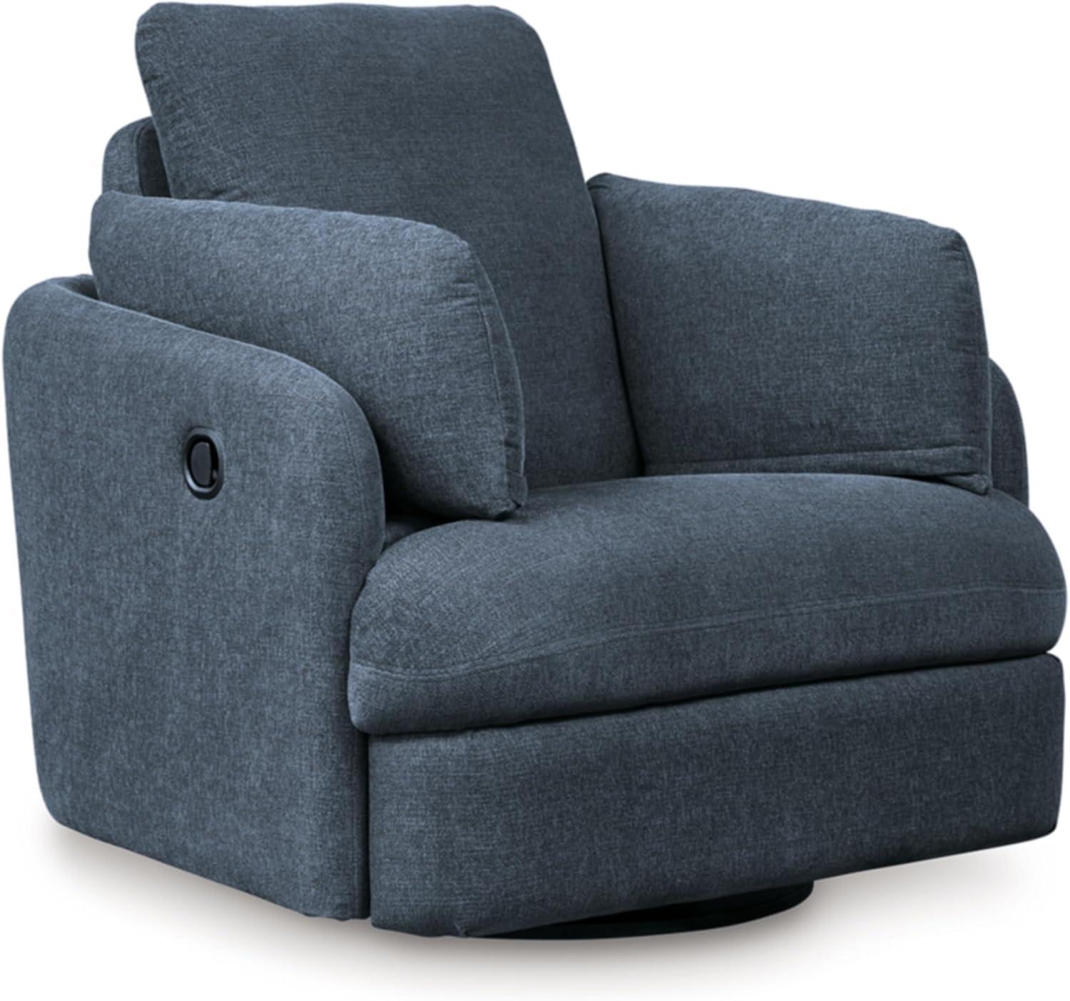imageSignature Design by Ashley Modmax Contemporary Swivel Glider Recliner PressBack Reclining Cleanable ampamp Durable Performance Fabric 21quot Seat Height GrayBlue