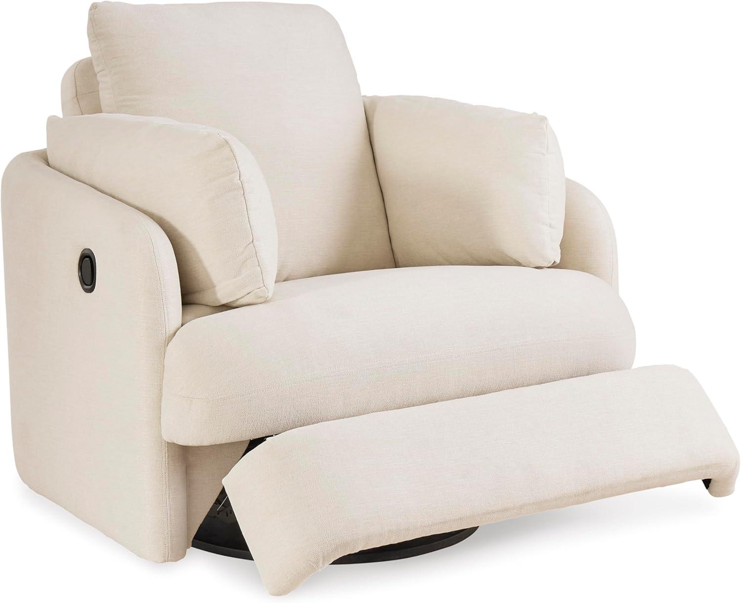 imageSignature Design by Ashley Modmax Contemporary Swivel Glider Recliner PressBack Reclining Cleanable ampamp Durable Performance Fabric 21quot Seat Height GrayBeige