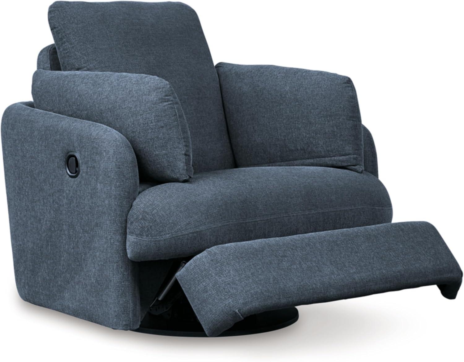 imageSignature Design by Ashley Modmax Contemporary Swivel Glider Recliner PressBack Reclining Cleanable ampamp Durable Performance Fabric 21quot Seat Height GrayBlue