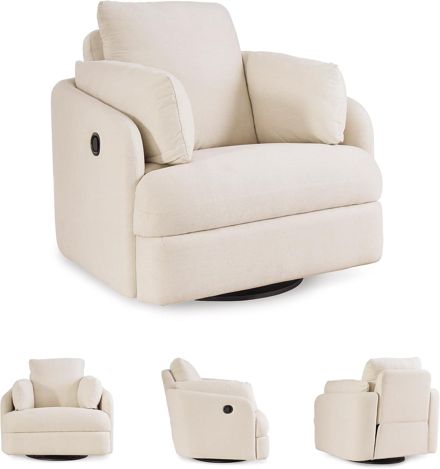 imageSignature Design by Ashley Modmax Contemporary Swivel Glider Recliner PressBack Reclining Cleanable ampamp Durable Performance Fabric 21quot Seat Height GrayBeige