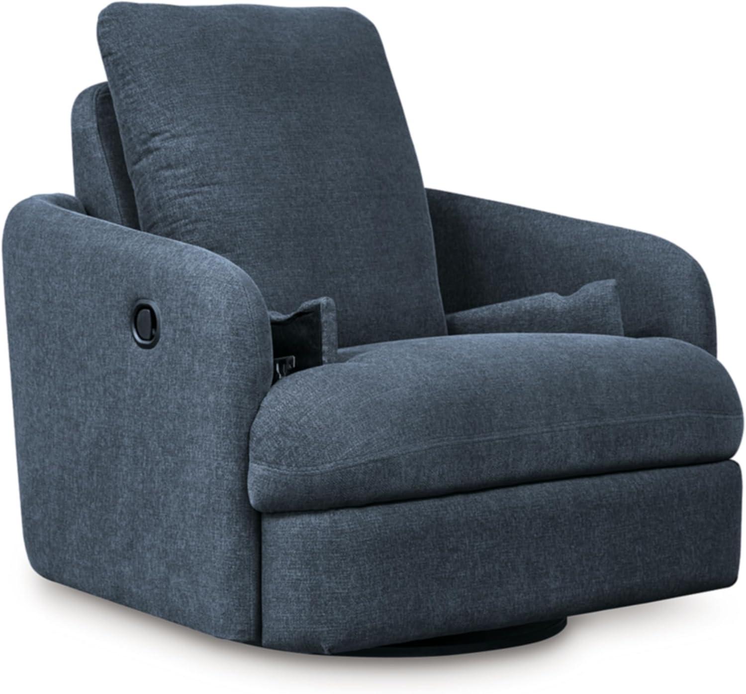 imageSignature Design by Ashley Modmax Contemporary Swivel Glider Recliner PressBack Reclining Cleanable ampamp Durable Performance Fabric 21quot Seat Height GrayBlue