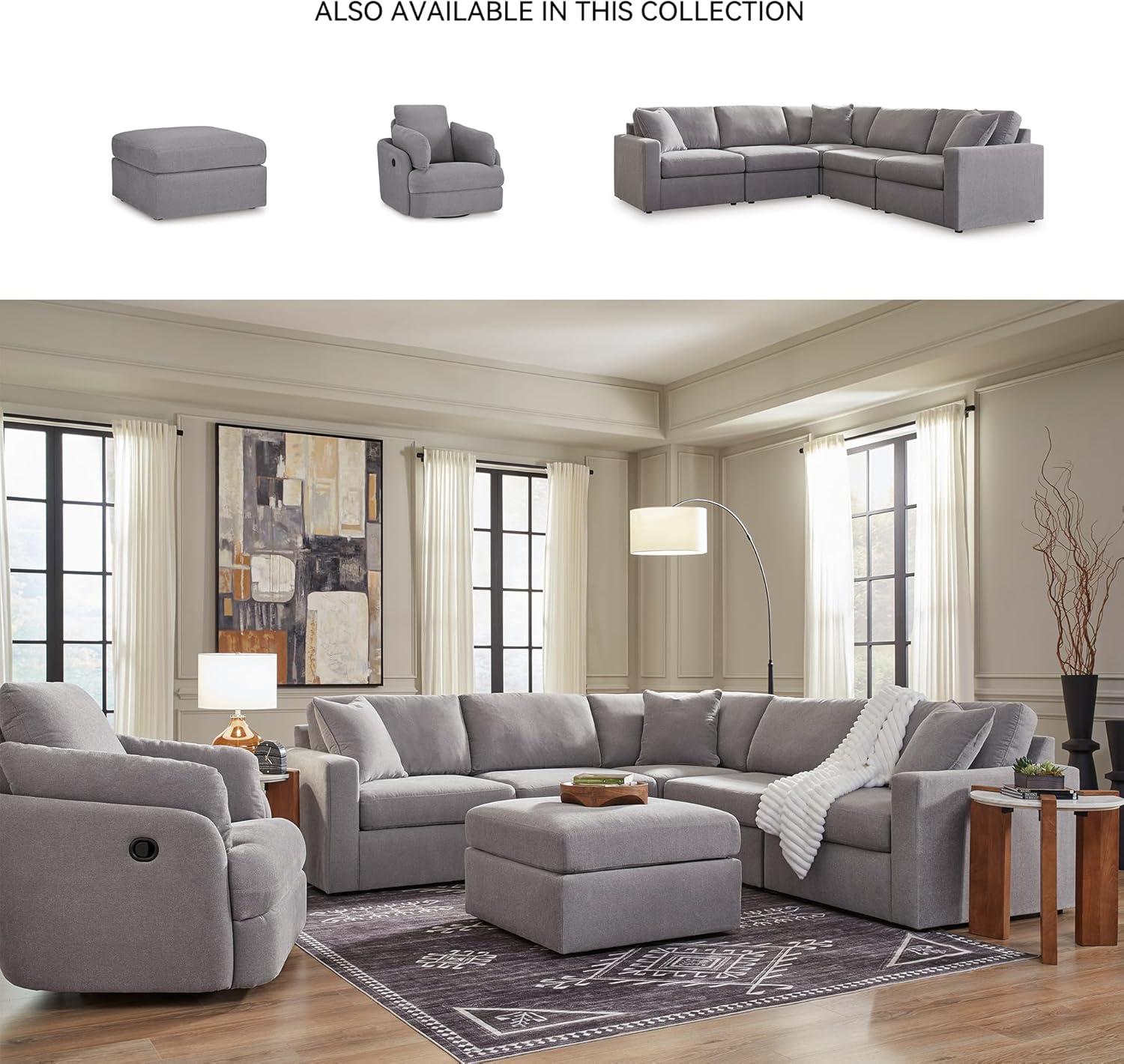 imageSignature Design by Ashley Modmax Contemporary Swivel Glider Recliner PressBack Reclining Cleanable ampamp Durable Performance Fabric 21quot Seat Height GrayLight Gray