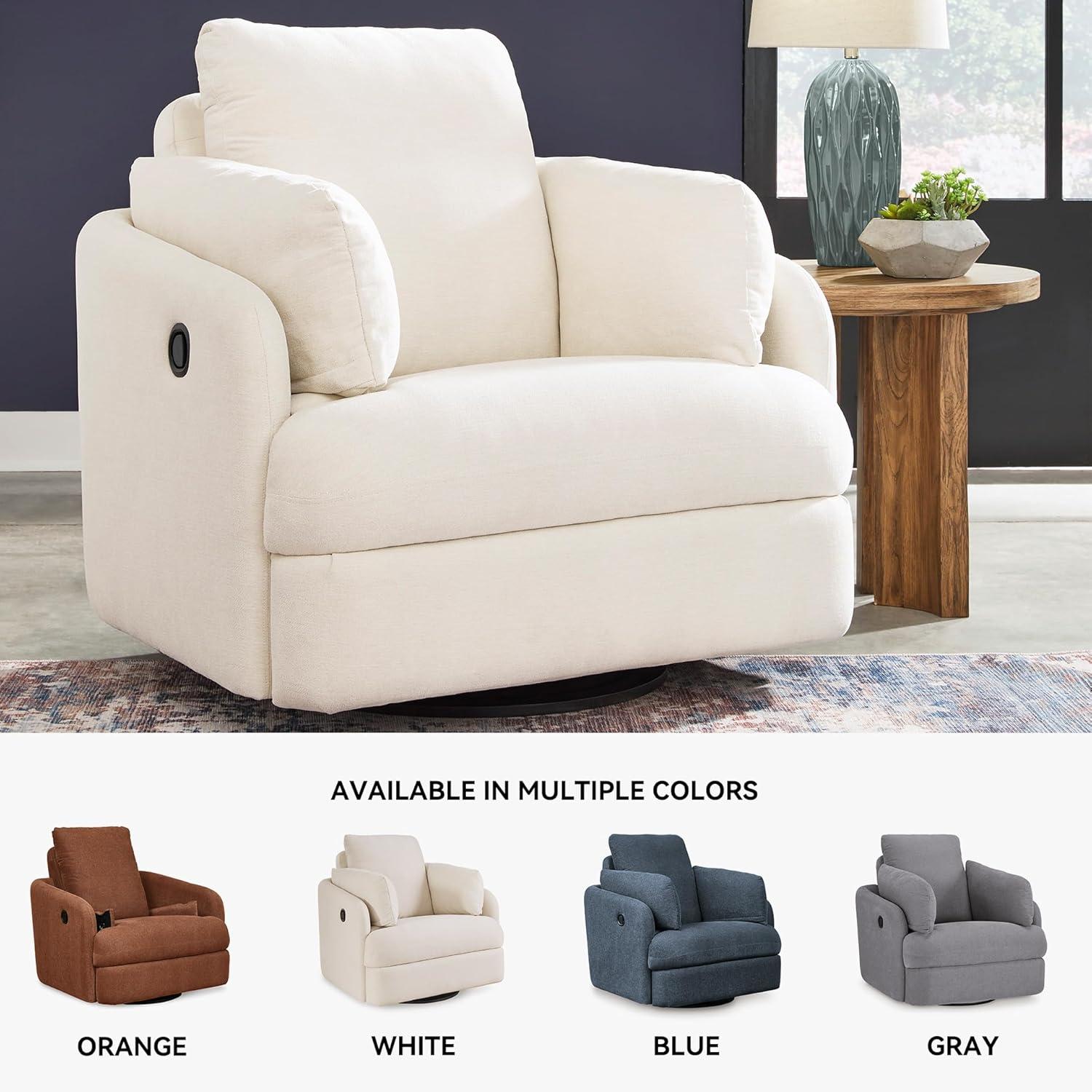 imageSignature Design by Ashley Modmax Contemporary Swivel Glider Recliner PressBack Reclining Cleanable ampamp Durable Performance Fabric 21quot Seat Height GrayBeige