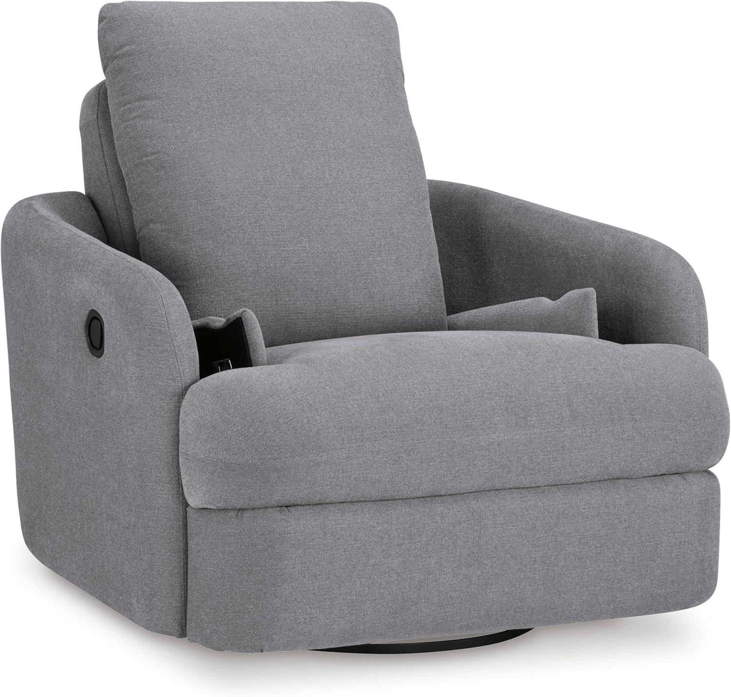 imageSignature Design by Ashley Modmax Contemporary Swivel Glider Recliner PressBack Reclining Cleanable ampamp Durable Performance Fabric 21quot Seat Height GrayLight Gray