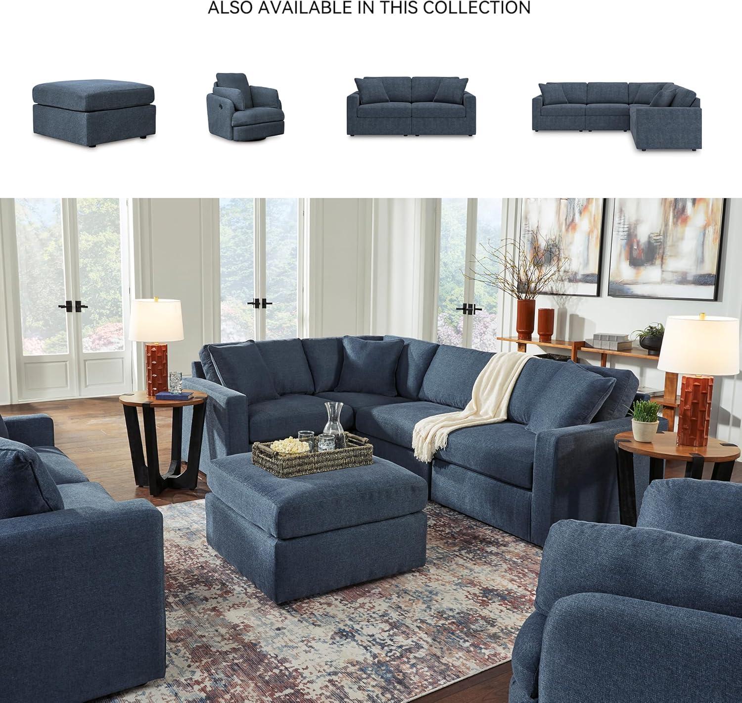 imageSignature Design by Ashley Modmax Contemporary Swivel Glider Recliner PressBack Reclining Cleanable ampamp Durable Performance Fabric 21quot Seat Height GrayBlue