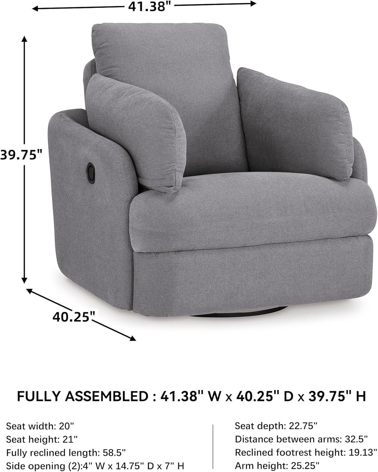 imageSignature Design by Ashley Modmax Contemporary Swivel Glider Recliner PressBack Reclining Cleanable ampamp Durable Performance Fabric 21quot Seat Height GrayLight Gray