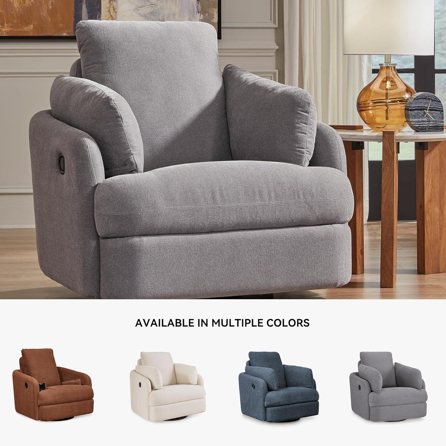 imageSignature Design by Ashley Modmax Contemporary Swivel Glider Recliner PressBack Reclining Cleanable ampamp Durable Performance Fabric 21quot Seat Height GrayLight Gray