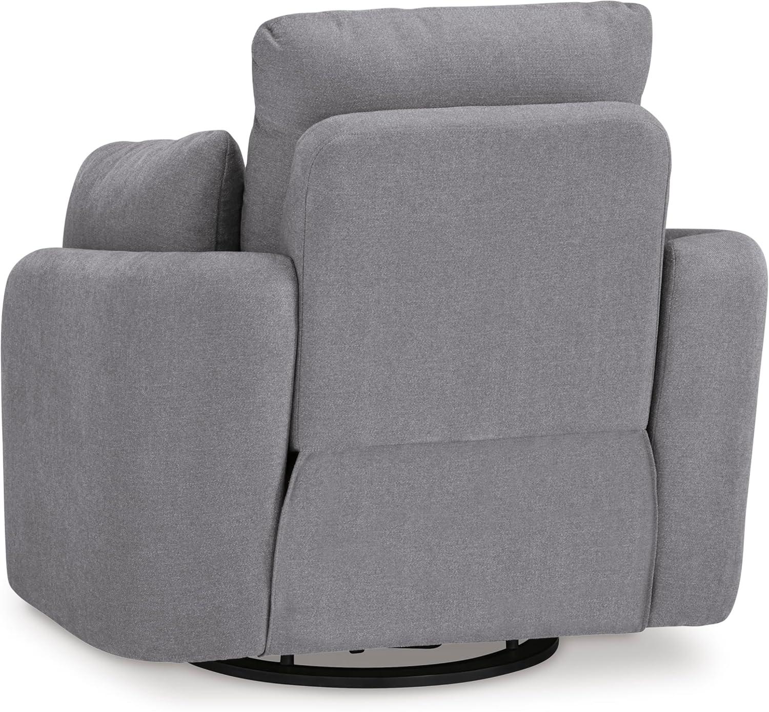 imageSignature Design by Ashley Modmax Contemporary Swivel Glider Recliner PressBack Reclining Cleanable ampamp Durable Performance Fabric 21quot Seat Height GrayLight Gray
