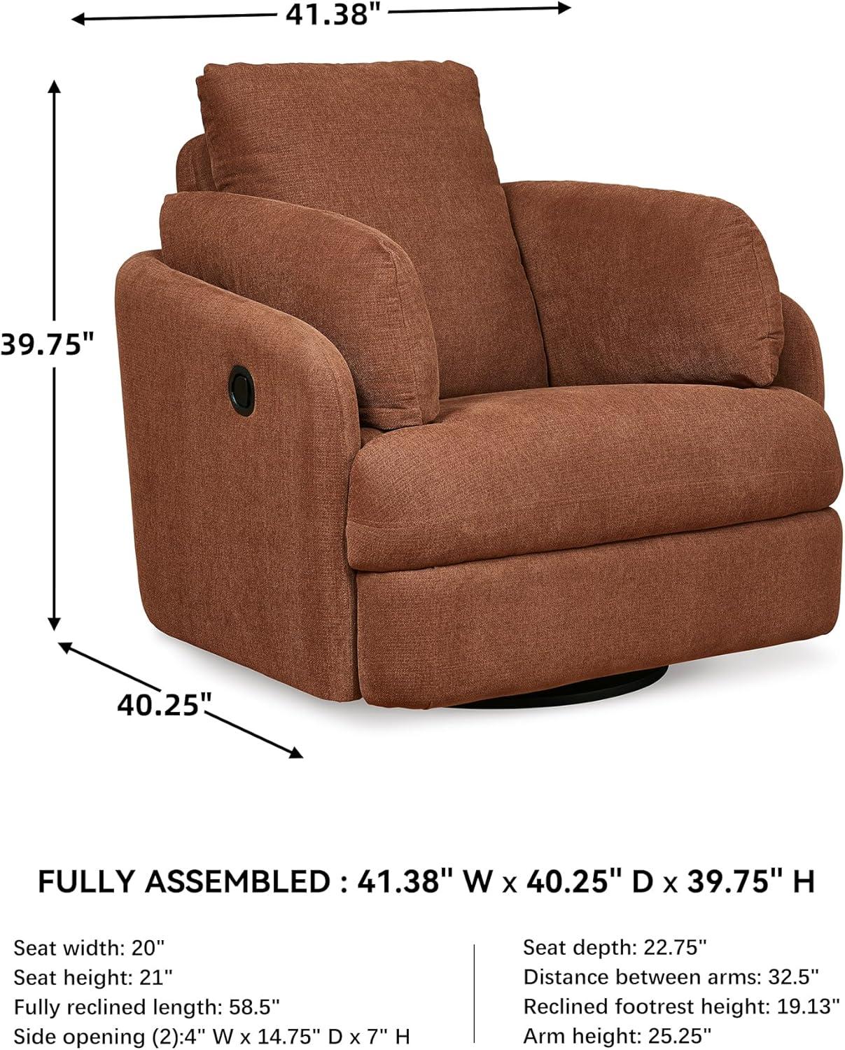 imageSignature Design by Ashley Modmax Contemporary Swivel Glider Recliner PressBack Reclining Cleanable ampamp Durable Performance Fabric 21quot Seat Height GrayBurnt Orange