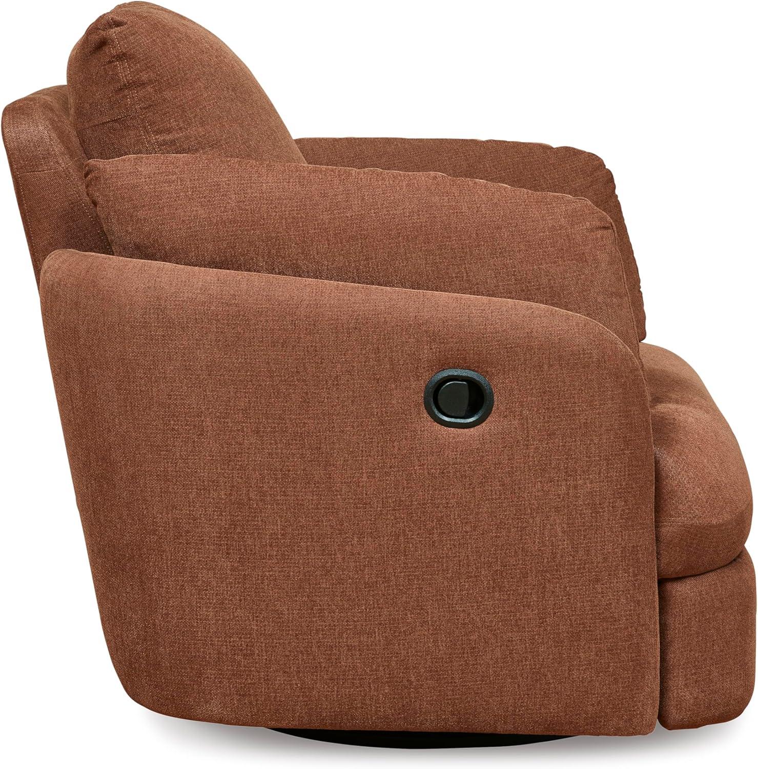imageSignature Design by Ashley Modmax Contemporary Swivel Glider Recliner PressBack Reclining Cleanable ampamp Durable Performance Fabric 21quot Seat Height GrayBurnt Orange