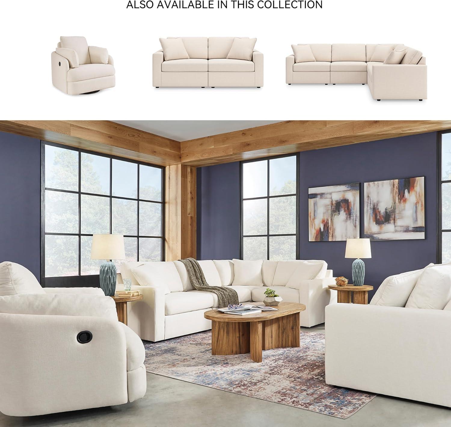 imageSignature Design by Ashley Modmax Contemporary Swivel Glider Recliner PressBack Reclining Cleanable ampamp Durable Performance Fabric 21quot Seat Height GrayBeige