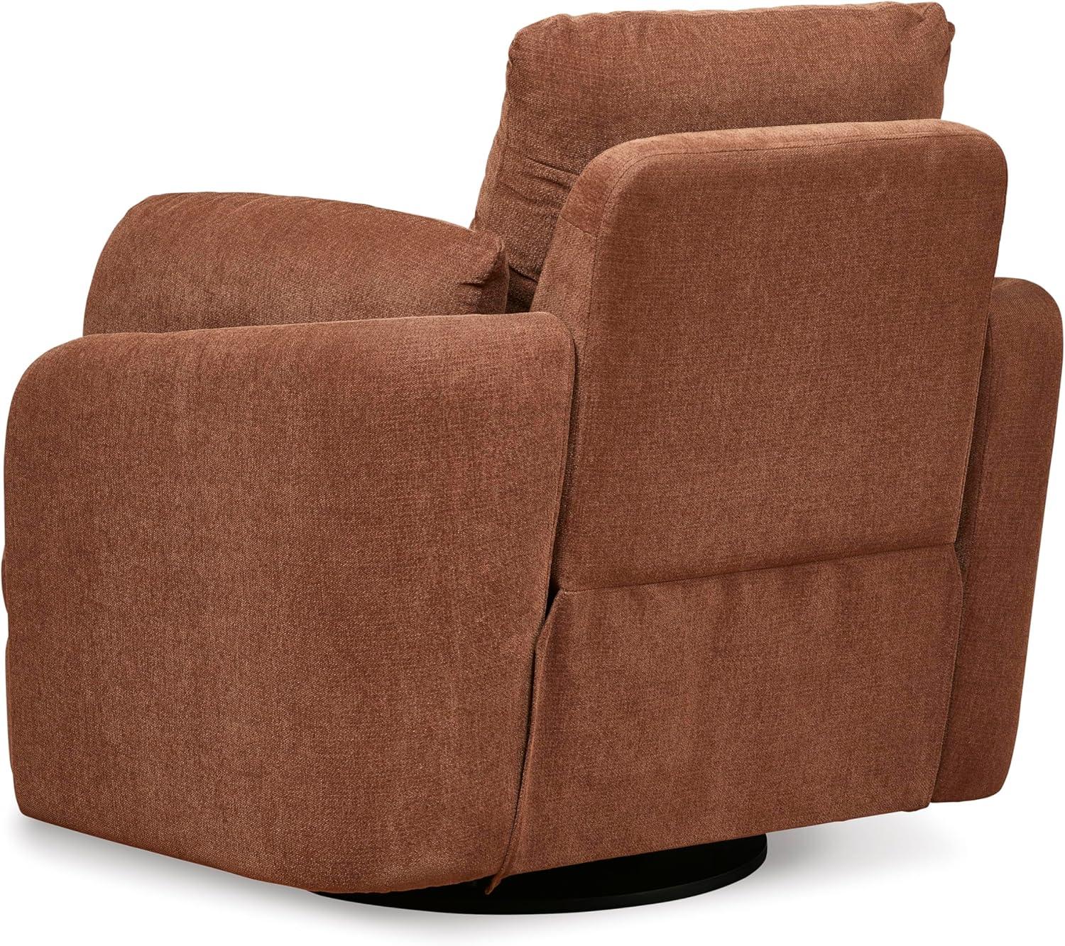 imageSignature Design by Ashley Modmax Contemporary Swivel Glider Recliner PressBack Reclining Cleanable ampamp Durable Performance Fabric 21quot Seat Height GrayBurnt Orange