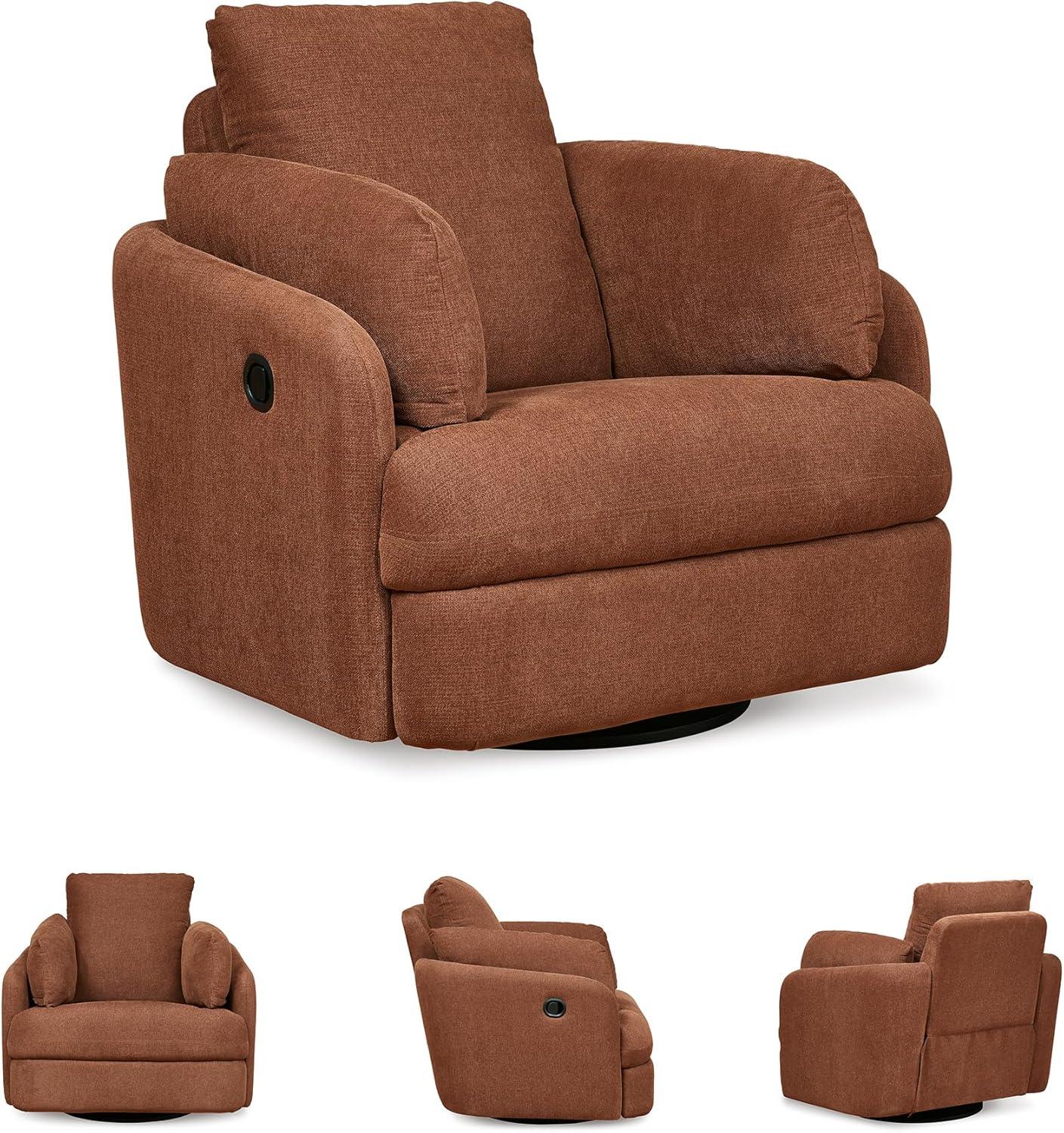 imageSignature Design by Ashley Modmax Contemporary Swivel Glider Recliner PressBack Reclining Cleanable ampamp Durable Performance Fabric 21quot Seat Height GrayBurnt Orange