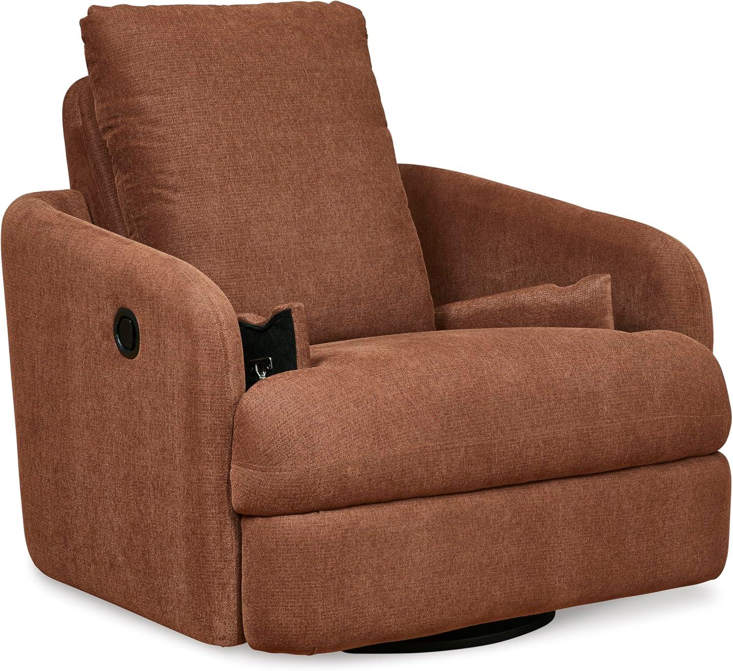 imageSignature Design by Ashley Modmax Contemporary Swivel Glider Recliner PressBack Reclining Cleanable ampamp Durable Performance Fabric 21quot Seat Height GrayBurnt Orange