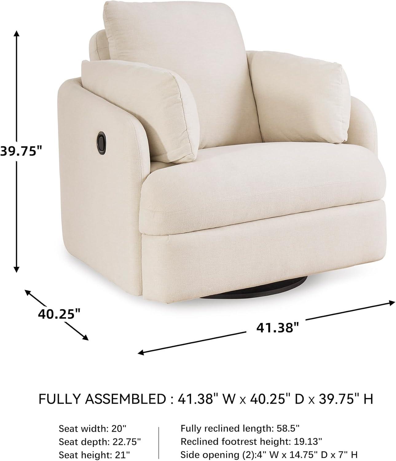 imageSignature Design by Ashley Modmax Contemporary Swivel Glider Recliner PressBack Reclining Cleanable ampamp Durable Performance Fabric 21quot Seat Height GrayBeige