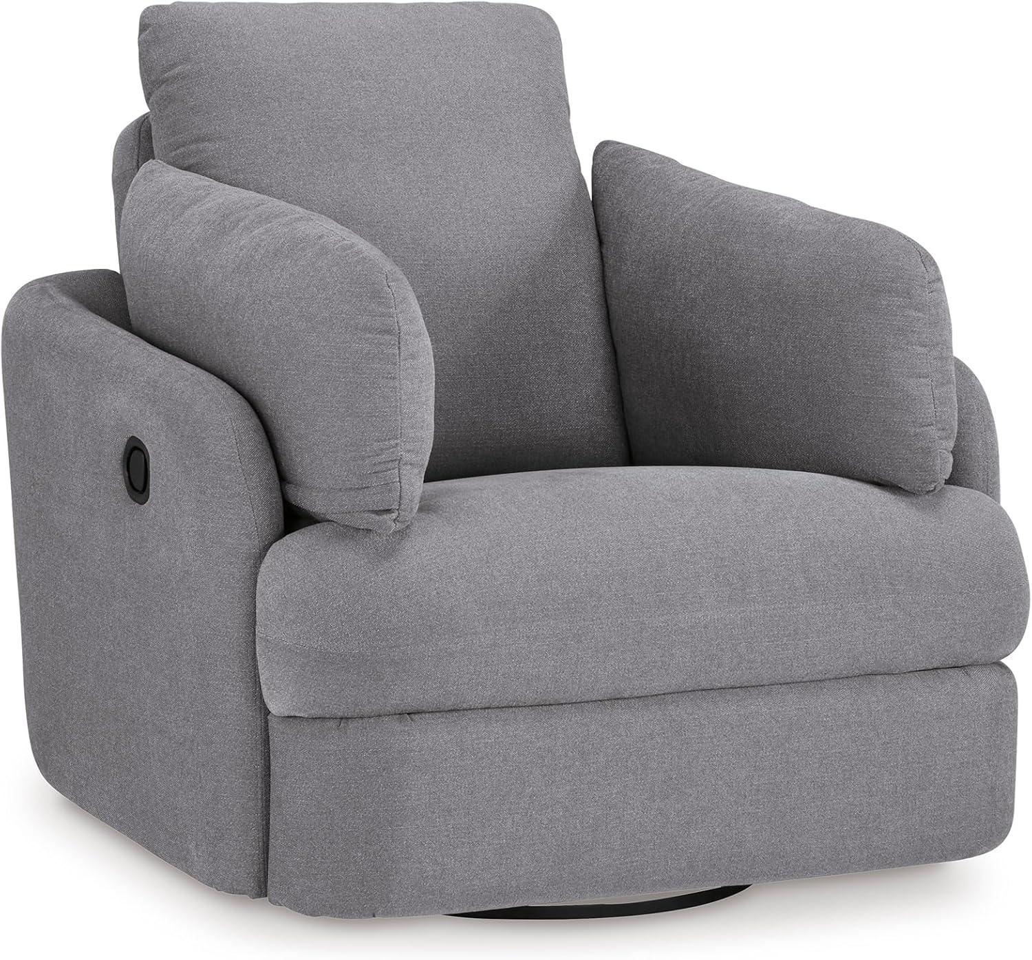 imageSignature Design by Ashley Modmax Contemporary Swivel Glider Recliner PressBack Reclining Cleanable ampamp Durable Performance Fabric 21quot Seat Height GrayLight Gray