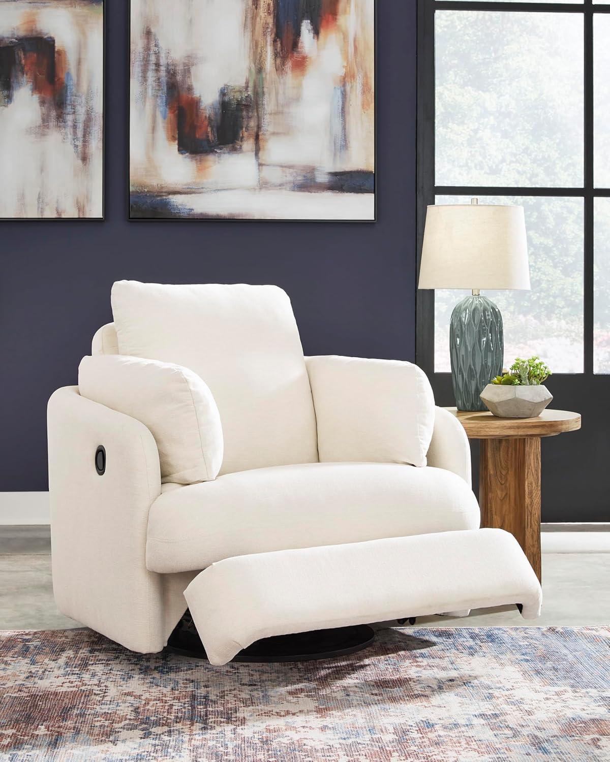 imageSignature Design by Ashley Modmax Contemporary Swivel Glider Recliner PressBack Reclining Cleanable ampamp Durable Performance Fabric 21quot Seat Height GrayBeige