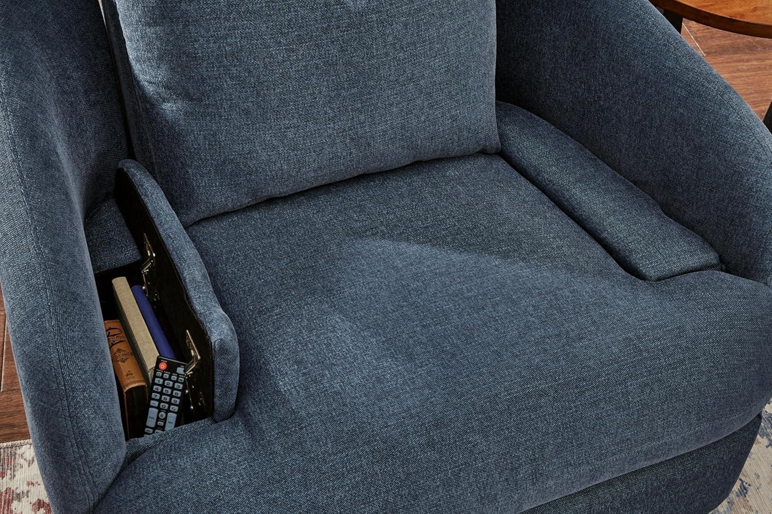 imageSignature Design by Ashley Modmax Contemporary Swivel Glider Recliner PressBack Reclining Cleanable ampamp Durable Performance Fabric 21quot Seat Height GrayBlue