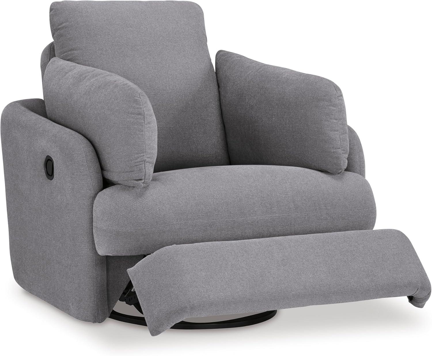 imageSignature Design by Ashley Modmax Contemporary Swivel Glider Recliner PressBack Reclining Cleanable ampamp Durable Performance Fabric 21quot Seat Height GrayLight Gray
