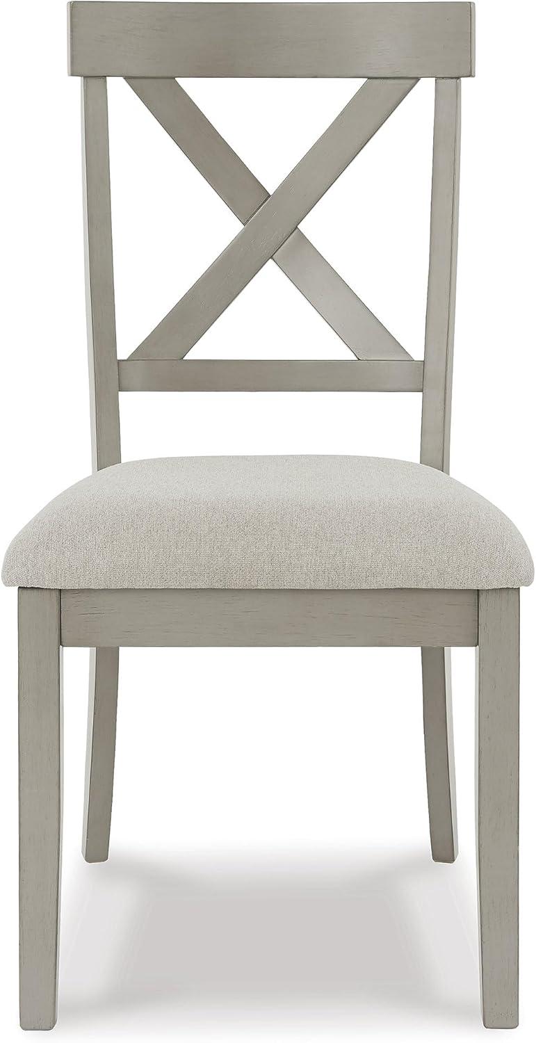 imageSignature Design by Ashley Moriville Modern Farmhouse 19quot Upholstered Dining Room Chair 2 Count BrownGrey