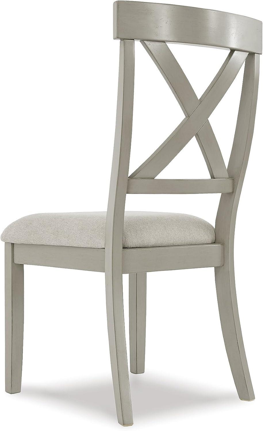 imageSignature Design by Ashley Moriville Modern Farmhouse 19quot Upholstered Dining Room Chair 2 Count BrownGrey