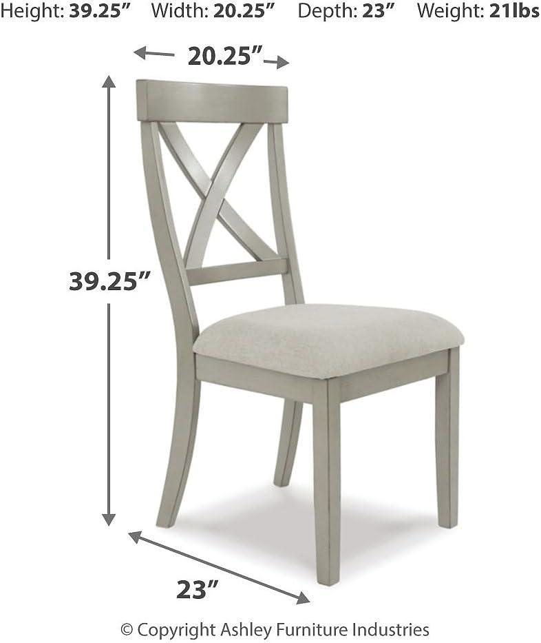 imageSignature Design by Ashley Moriville Modern Farmhouse 19quot Upholstered Dining Room Chair 2 Count BrownGrey