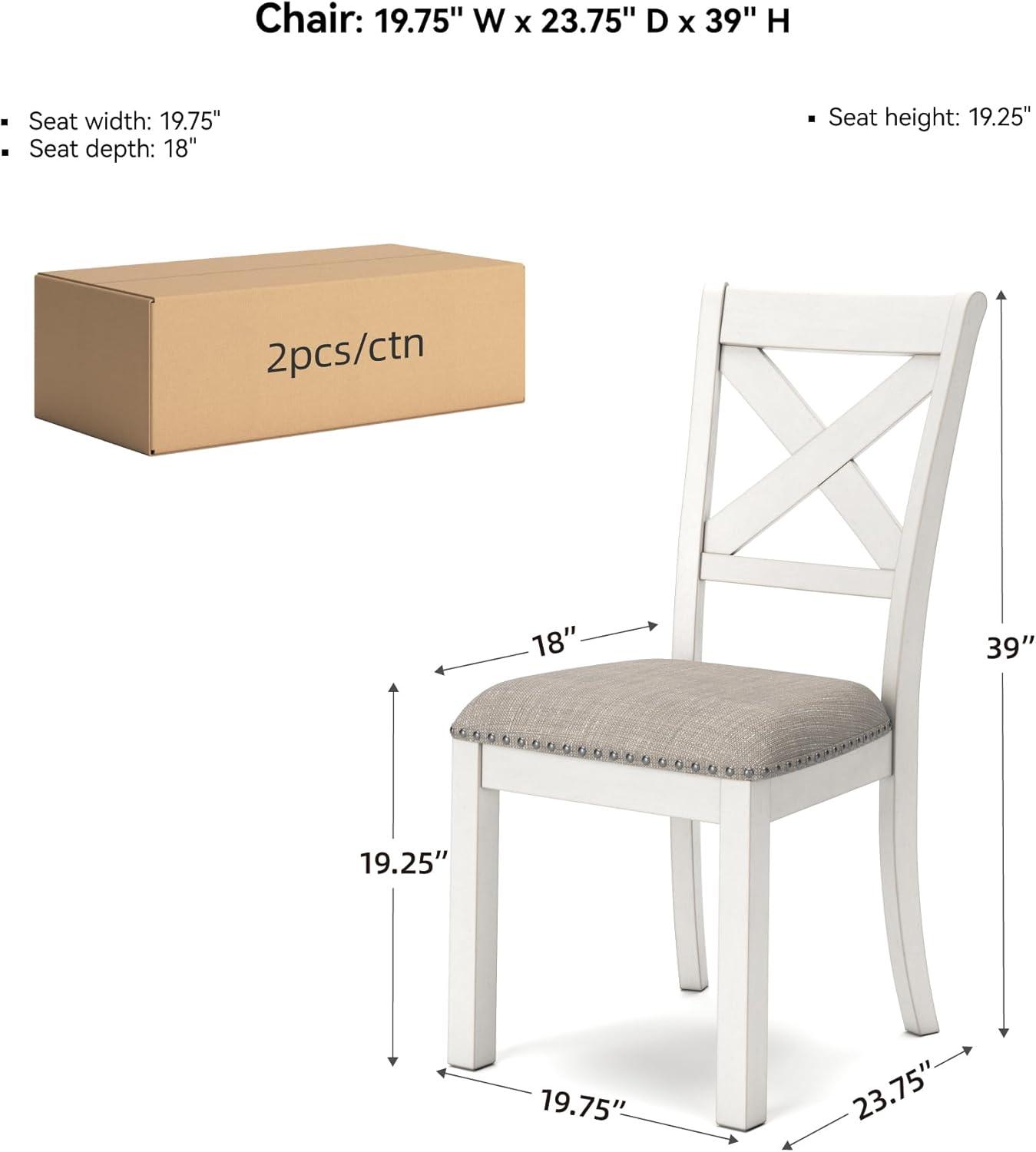 imageSignature Design by Ashley Moriville Modern Farmhouse 19quot Upholstered Dining Room Chair 2 Count BrownWhite