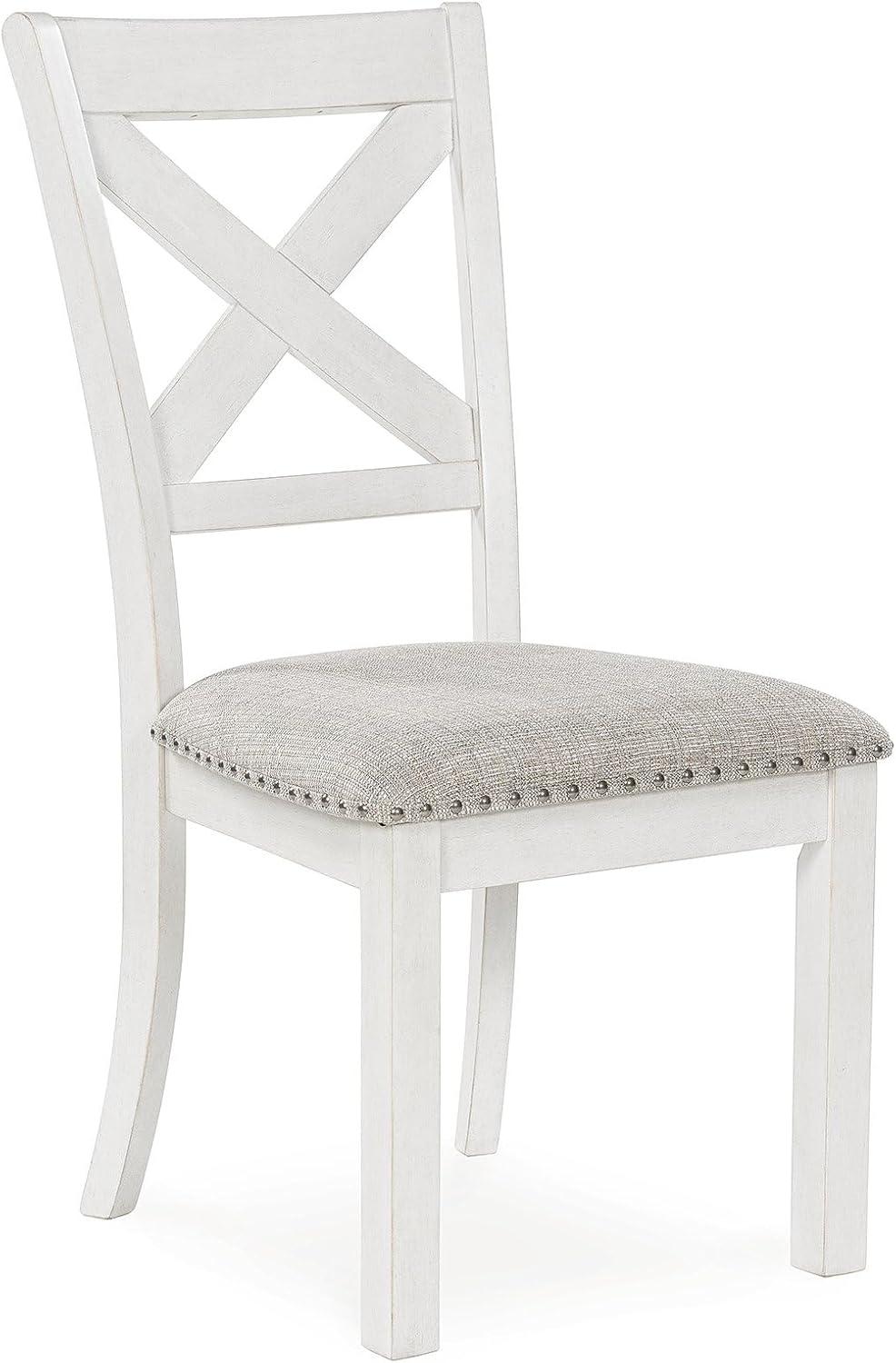 imageSignature Design by Ashley Moriville Modern Farmhouse 19quot Upholstered Dining Room Chair 2 Count BrownWhite