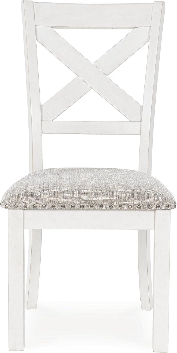 imageSignature Design by Ashley Moriville Modern Farmhouse 19quot Upholstered Dining Room Chair 2 Count BrownWhite