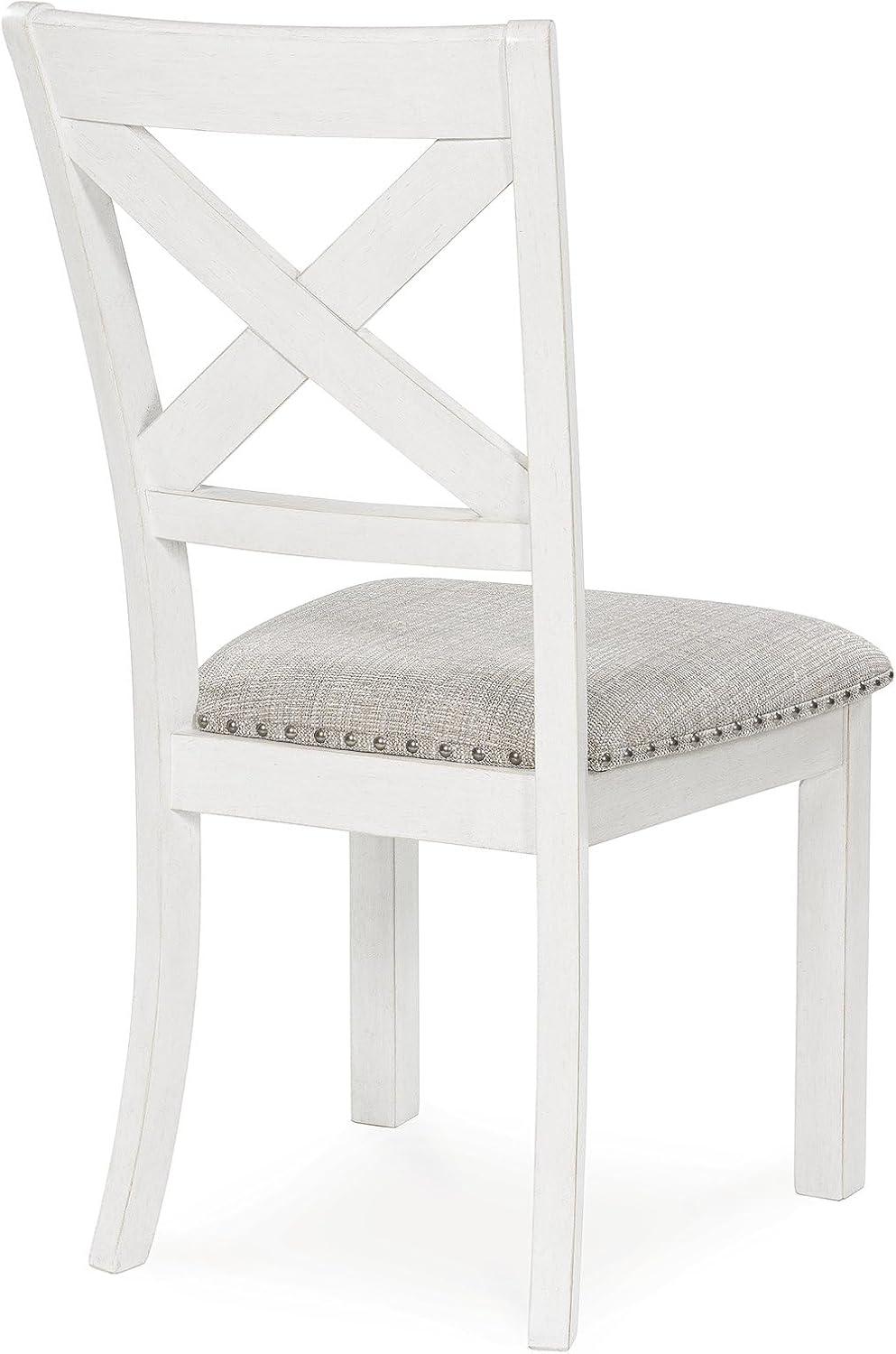 imageSignature Design by Ashley Moriville Modern Farmhouse 19quot Upholstered Dining Room Chair 2 Count BrownWhite