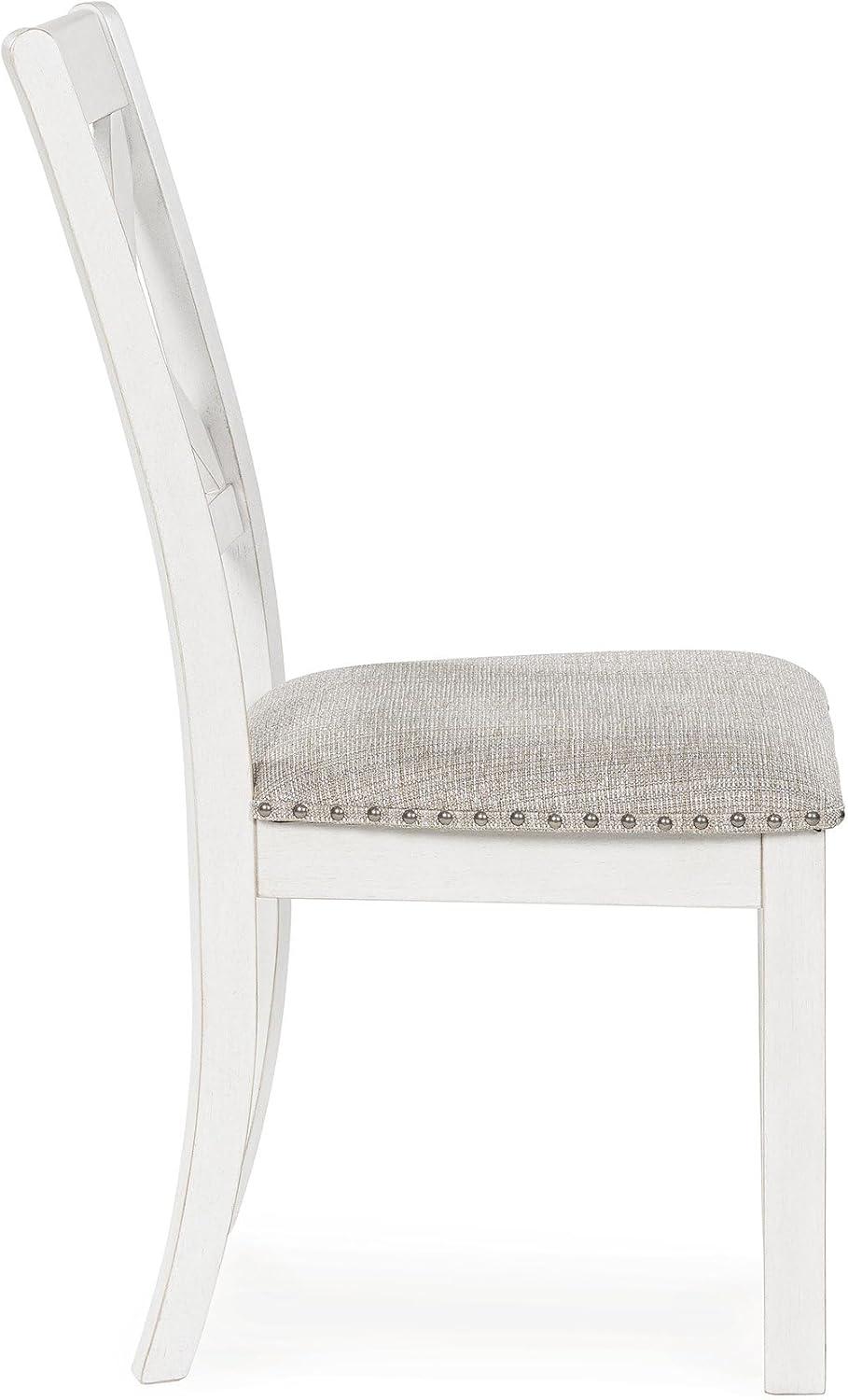 imageSignature Design by Ashley Moriville Modern Farmhouse 19quot Upholstered Dining Room Chair 2 Count BrownWhite