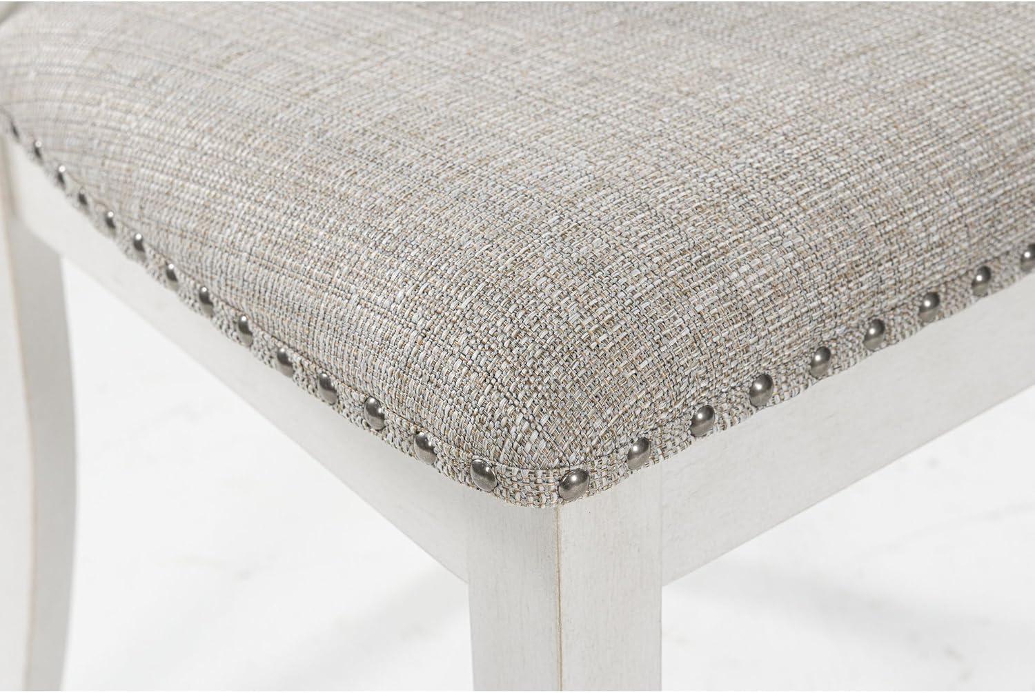 imageSignature Design by Ashley Moriville Modern Farmhouse 19quot Upholstered Dining Room Chair 2 Count BrownWhite