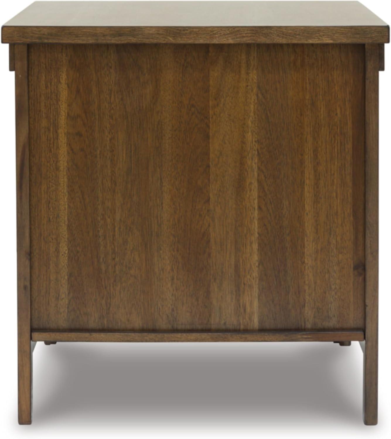 imageSignature Design by Ashley Moriville Rustic Farmhouse Rectangular End Table with Dual Cabinet Doors Antique BronzeTone Hardware Wood 25quot High BrownDark Brown