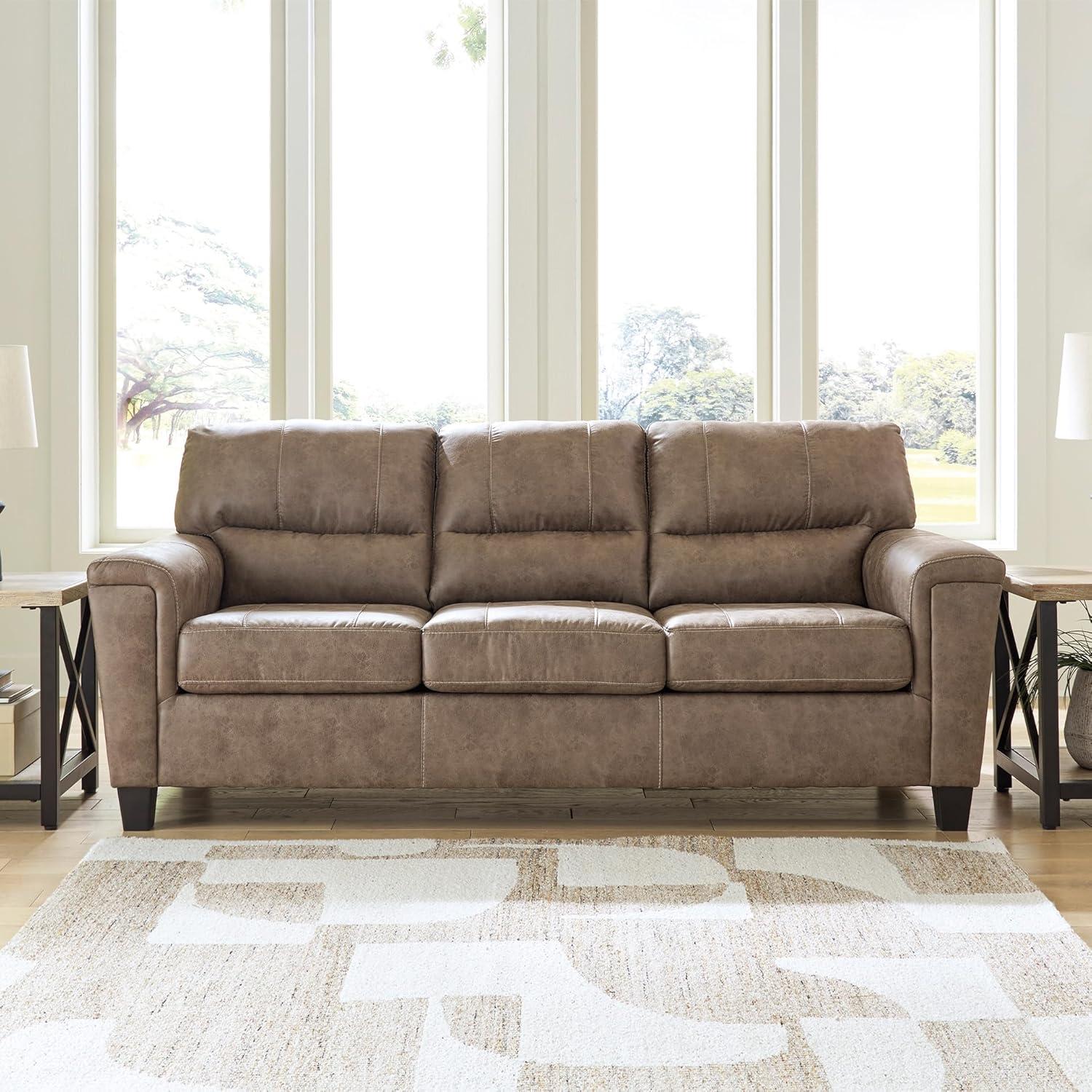 imageSignature Design by Ashley Navi Modern Queen Sofa Sleeper with Removable Cushions Dark Brown