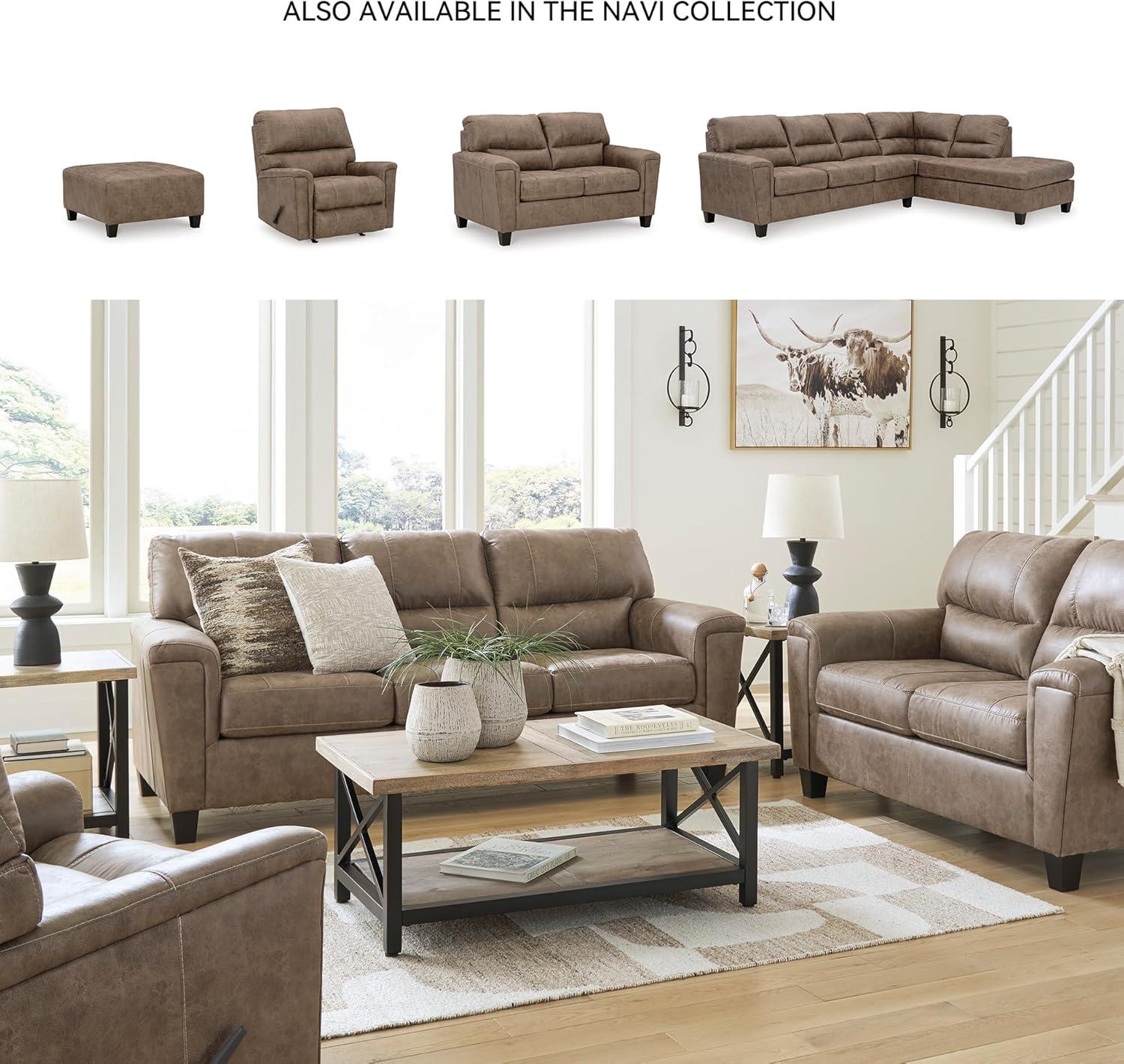 imageSignature Design by Ashley Navi Modern Queen Sofa Sleeper with Removable Cushions Dark Brown
