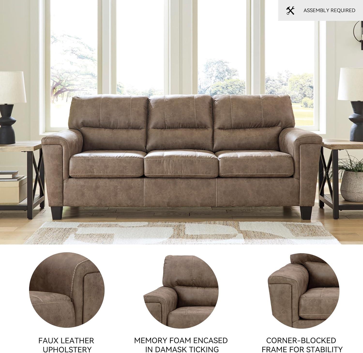 imageSignature Design by Ashley Navi Modern Queen Sofa Sleeper with Removable Cushions Dark Brown