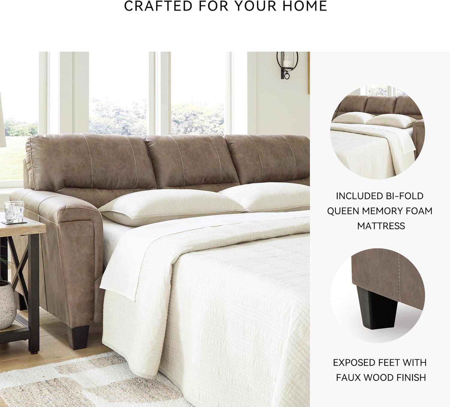 imageSignature Design by Ashley Navi Modern Queen Sofa Sleeper with Removable Cushions Dark Brown
