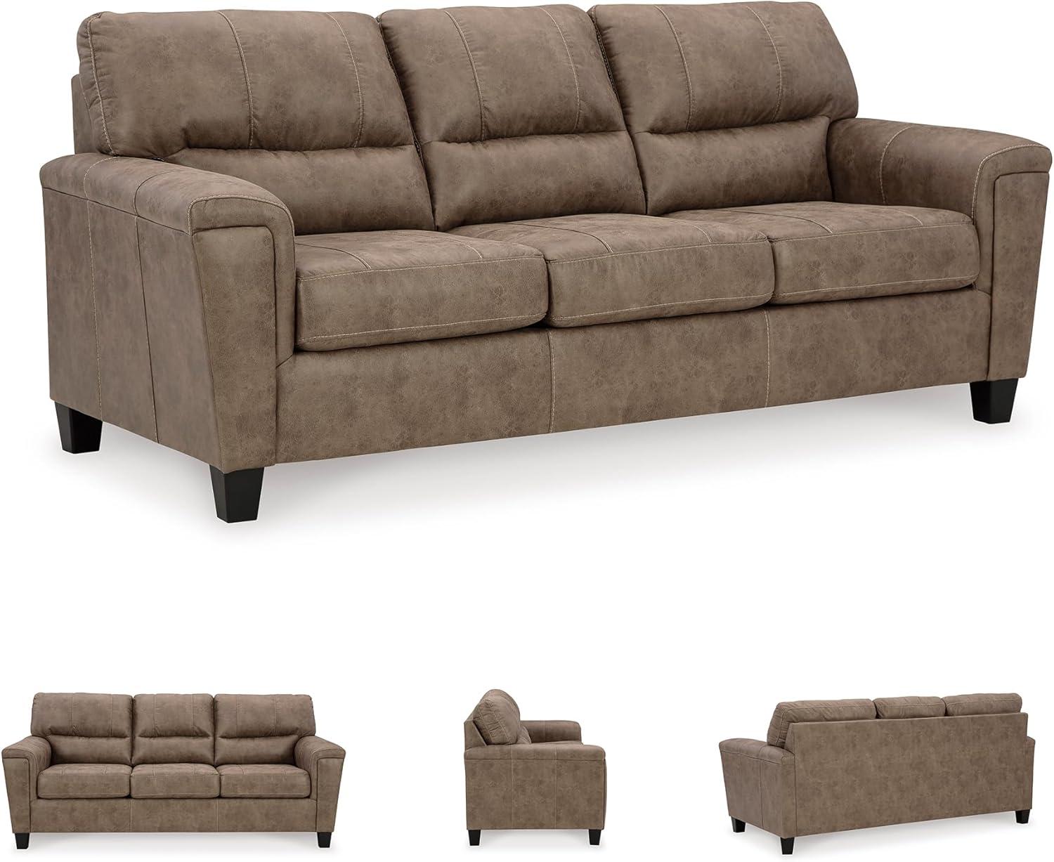 imageSignature Design by Ashley Navi Modern Queen Sofa Sleeper with Removable Cushions Dark Brown