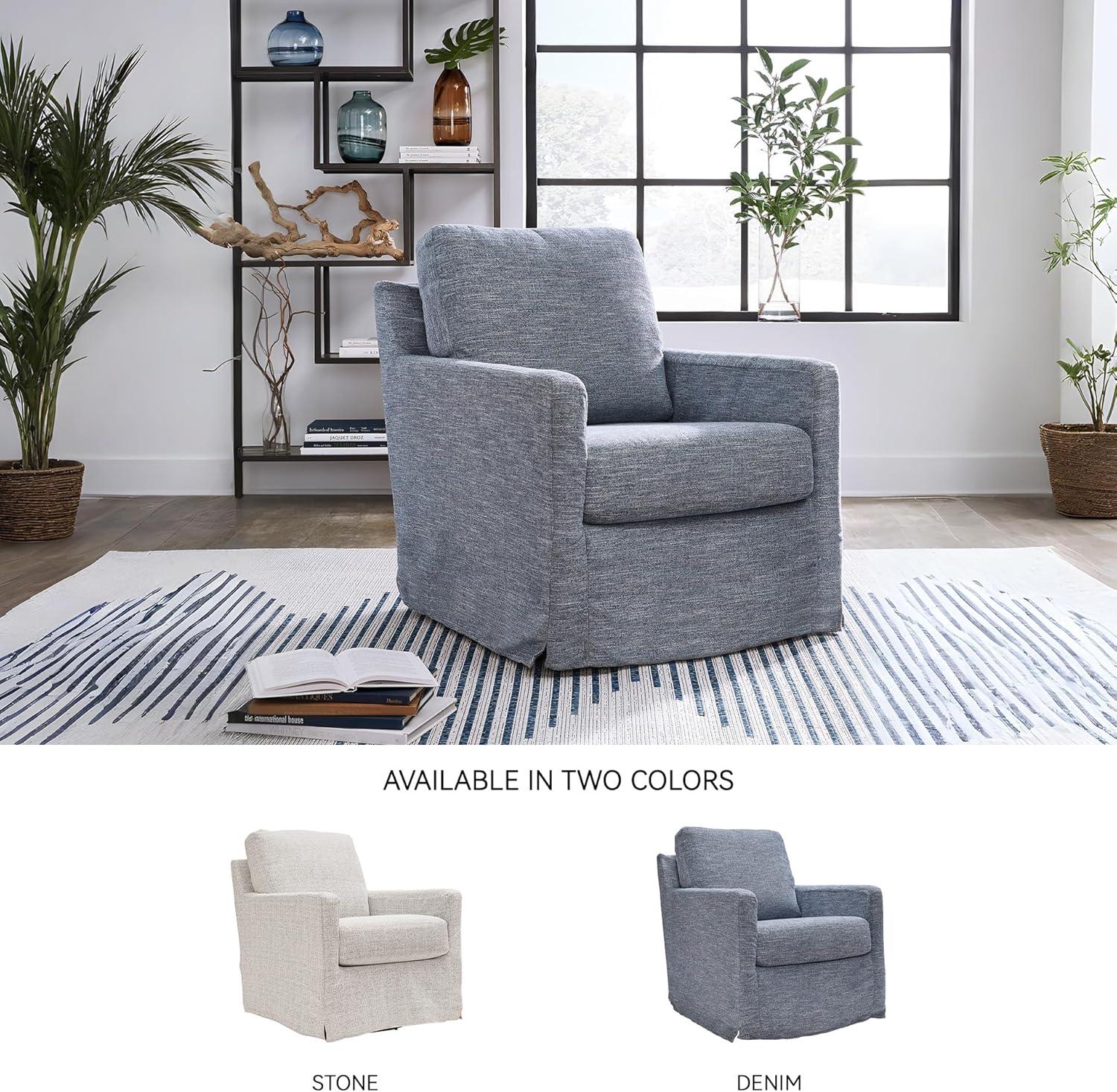 imageSignature Design by Ashley Nenana NextGen Nuvella Casual UV Resistant Upholstered Swivel Glider Accent Chair with Removable Slipcover BlueBlue