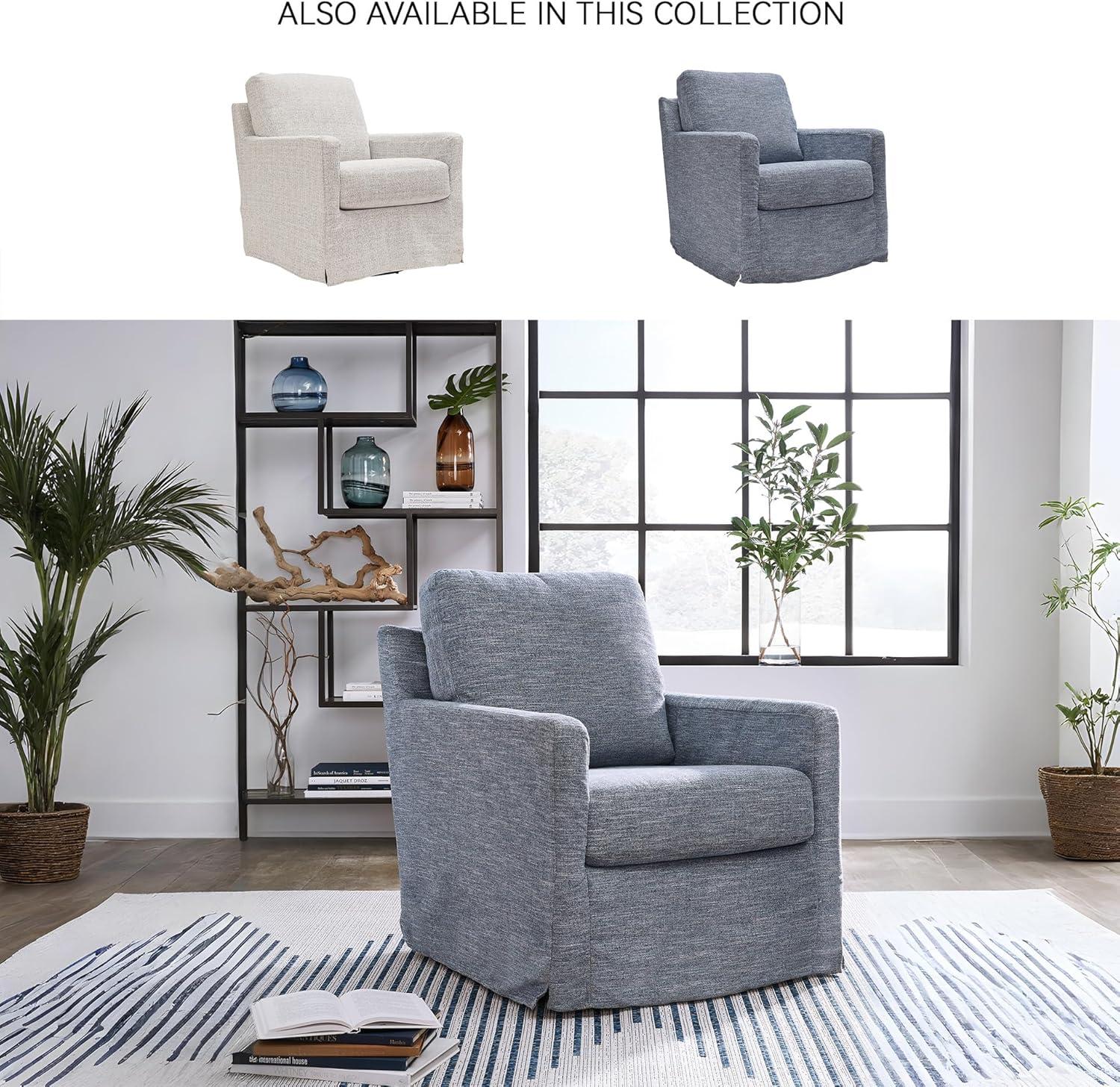 imageSignature Design by Ashley Nenana NextGen Nuvella Casual UV Resistant Upholstered Swivel Glider Accent Chair with Removable Slipcover BlueBlue