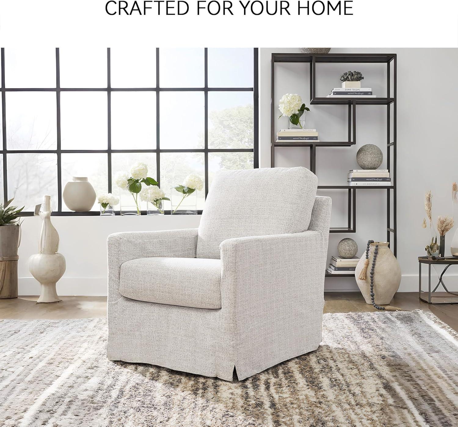 imageSignature Design by Ashley Nenana NextGen Nuvella Casual UV Resistant Upholstered Swivel Glider Accent Chair with Removable Slipcover BlueLight Gray