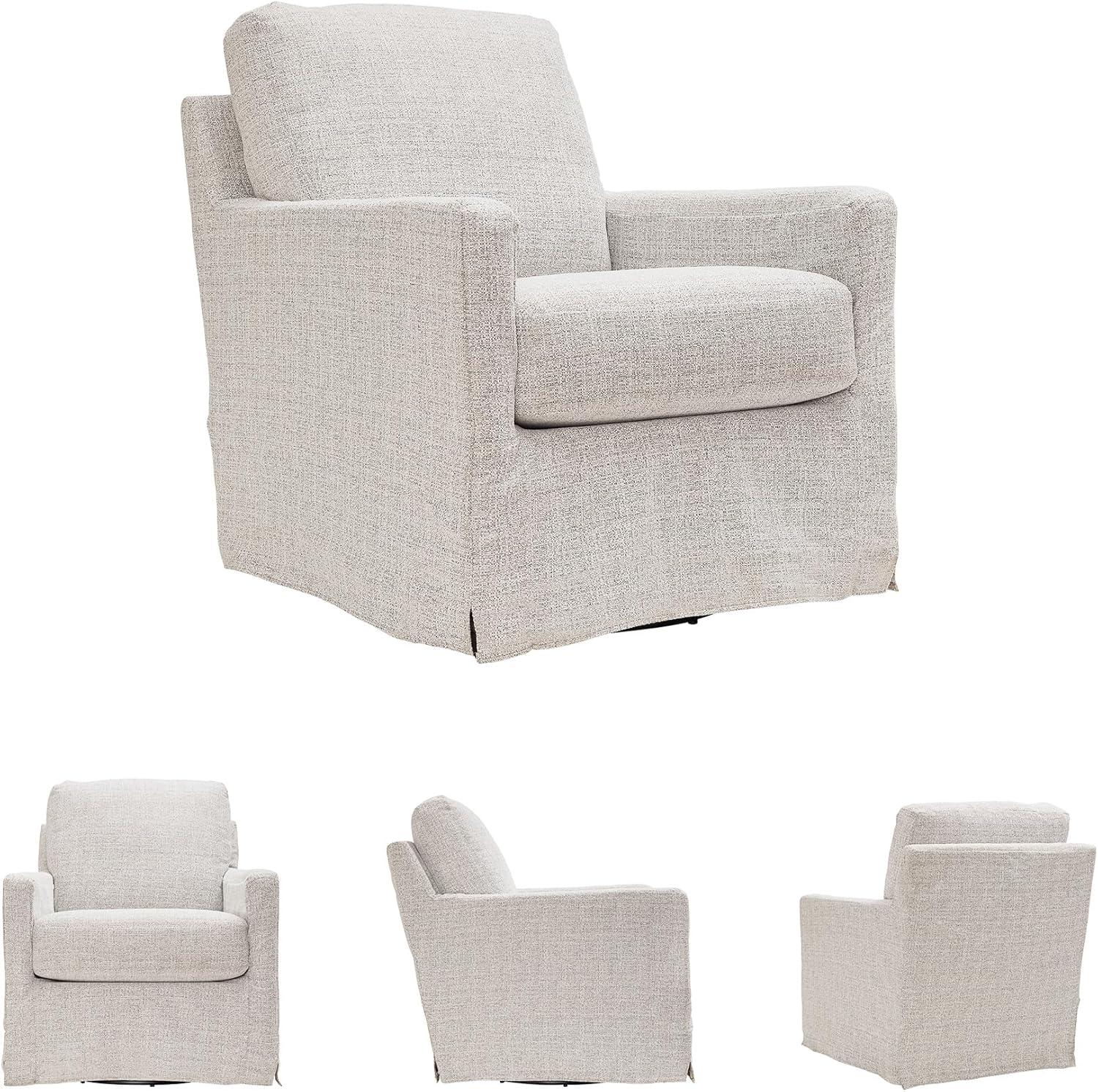 imageSignature Design by Ashley Nenana NextGen Nuvella Casual UV Resistant Upholstered Swivel Glider Accent Chair with Removable Slipcover BlueLight Gray