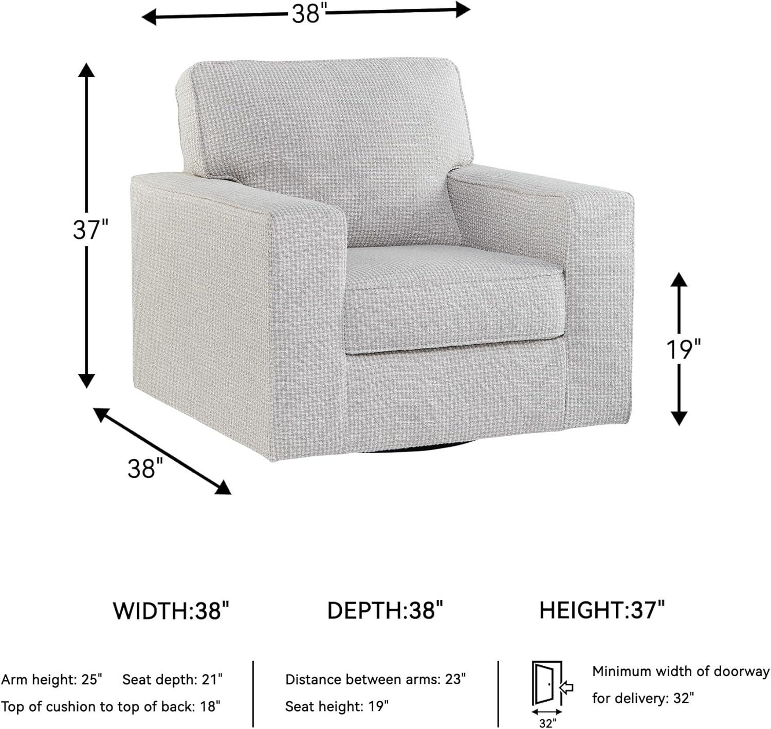 imageSignature Design by Ashley Olwenburg Casual Swivel Accent Chair with Track Arms Metal Swivel Base and Removable Cushions BeigeBeige