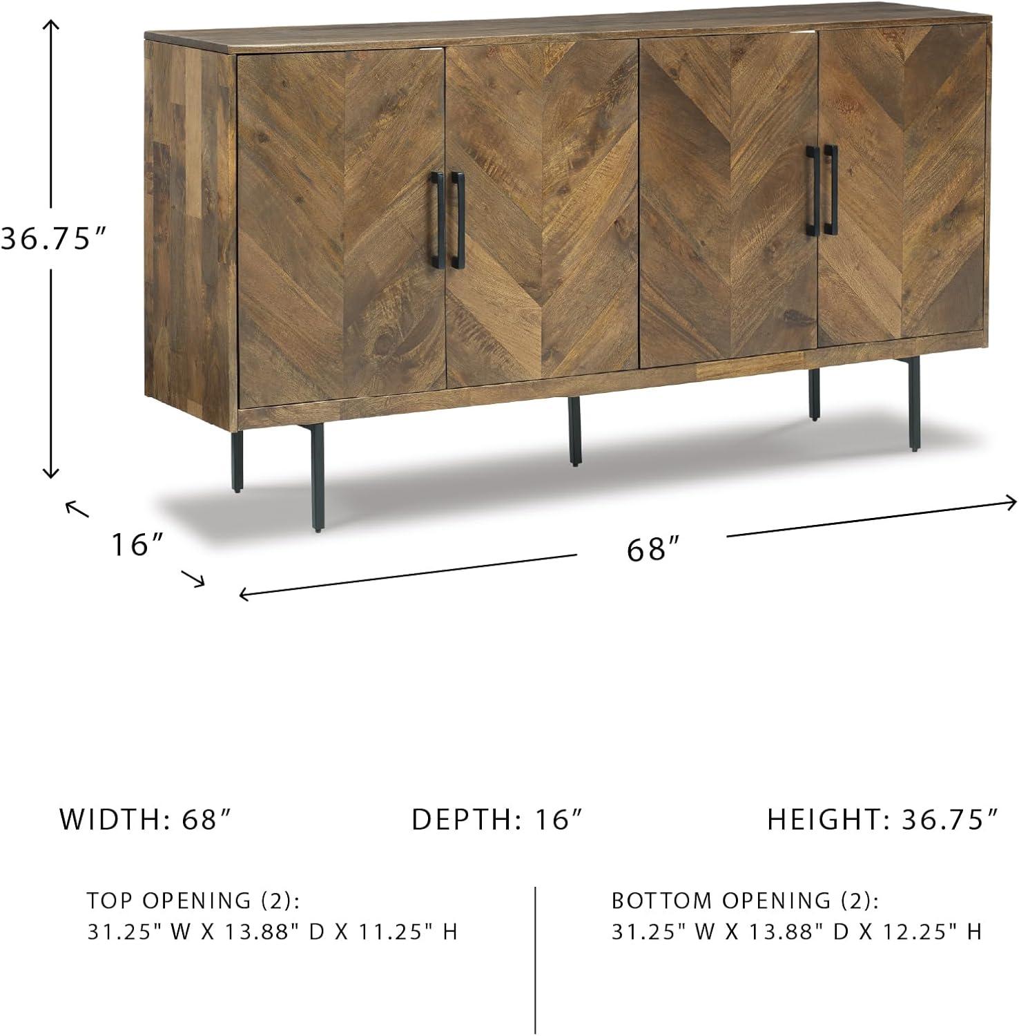 imageSignature Design by Ashley Prattville Contemporary Accent Cabinet with 4 Chevron Pattern Doors Brown