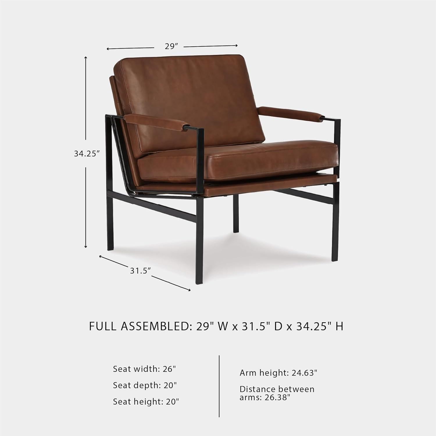 imageSignature Design by Ashley Puckman MidCentury Modern Leather Accent Chair BlackBrownSilver Finish
