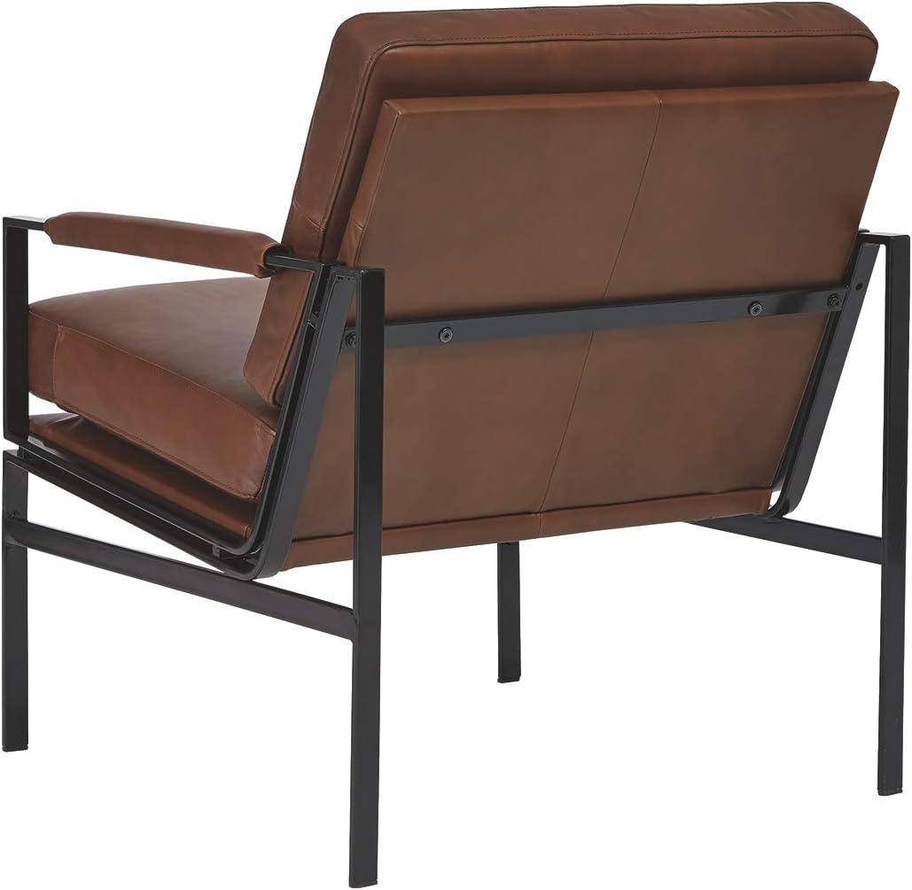 imageSignature Design by Ashley Puckman MidCentury Modern Leather Accent Chair BlackBrownSilver Finish