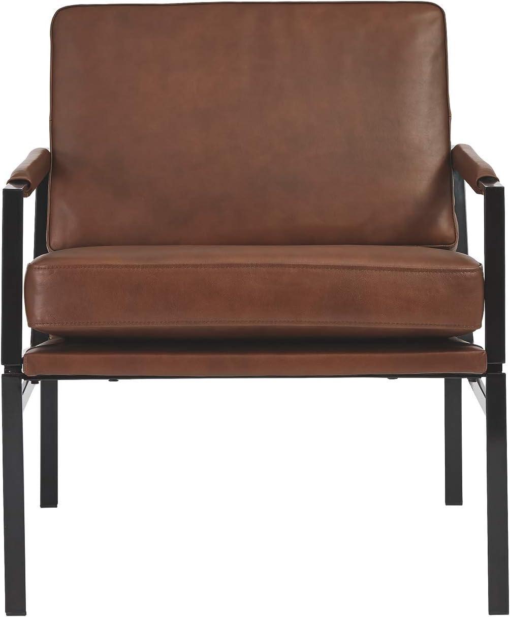 imageSignature Design by Ashley Puckman MidCentury Modern Leather Accent Chair BlackBrownSilver Finish
