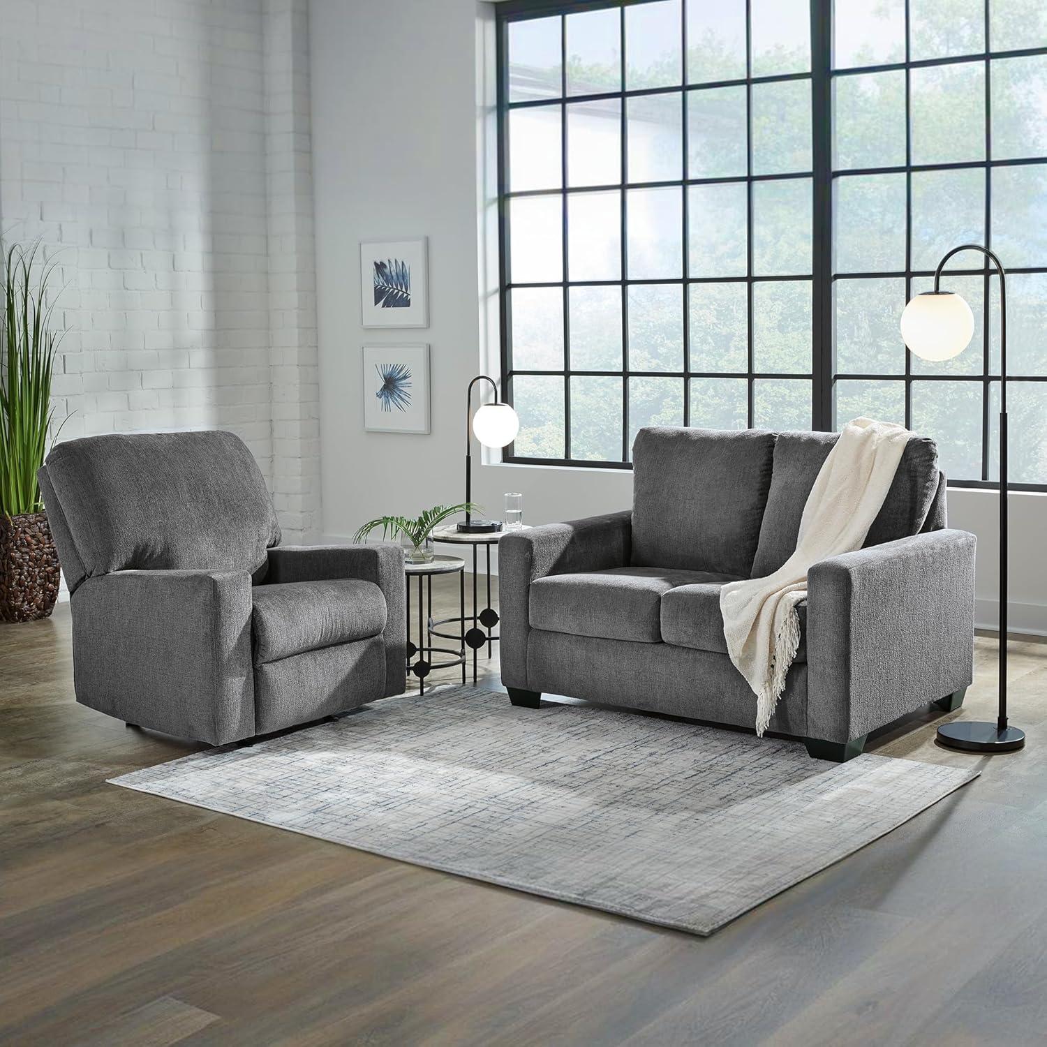 imageSignature Design by Ashley Rannis Casual 2in1 Sofa Sleeper with Folding Gel Memory Foam Mattress Twin GrayTwin