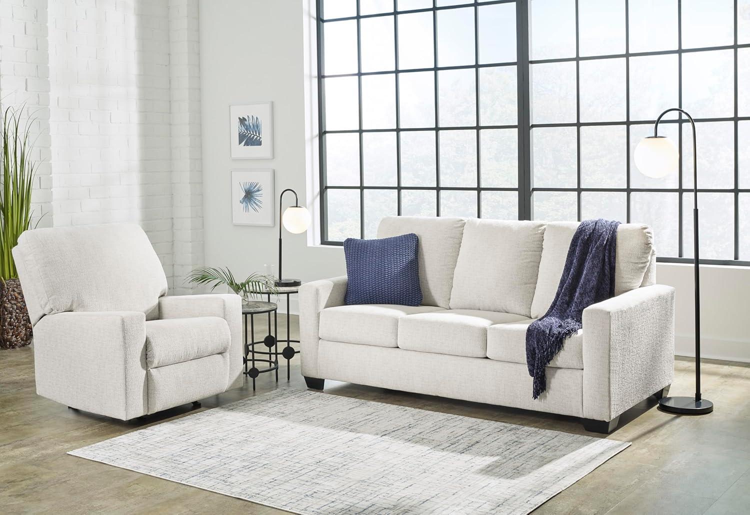 imageSignature Design by Ashley Rannis Coastal 2in1 Sofa Sleeper with Folding Gel Memory Foam Mattress Full White