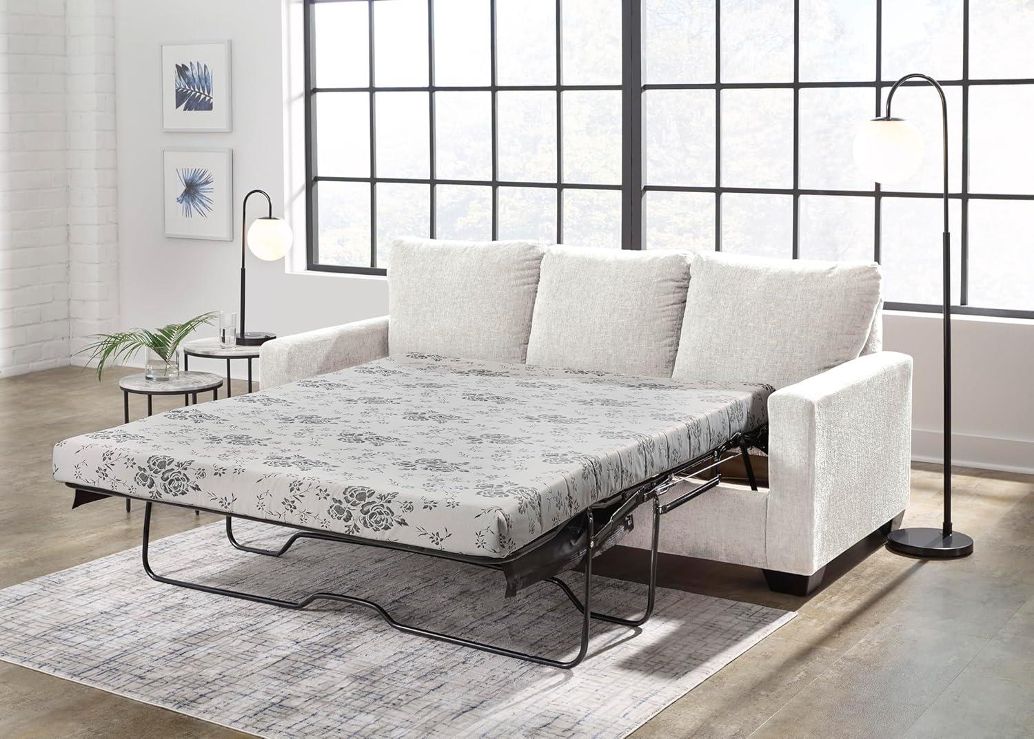 imageSignature Design by Ashley Rannis Coastal 2in1 Sofa Sleeper with Folding Gel Memory Foam Mattress Queen White
